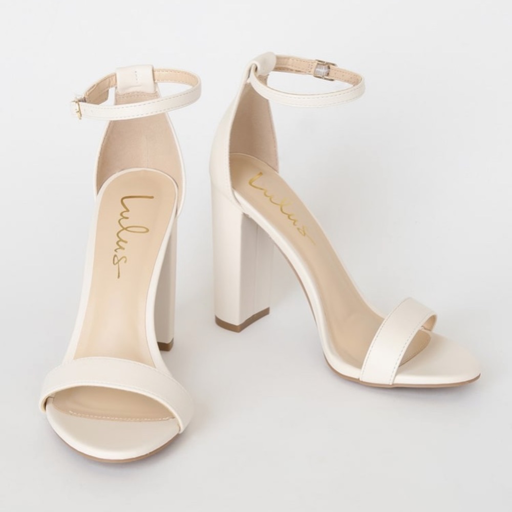 Lulus Off White Block Heels